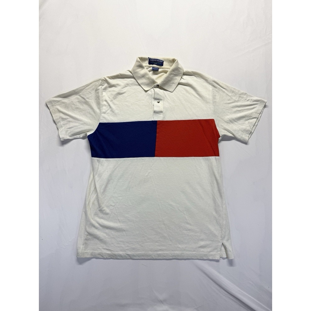 Grand Slam by Munsingwear Polo Shirt Men Large Cream Contrast Detail Golf Tennis